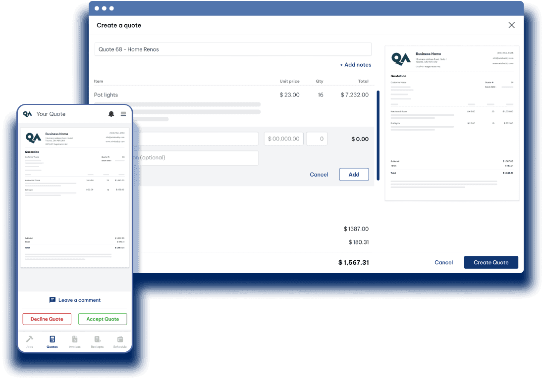 WireBuddy app Quotes Page